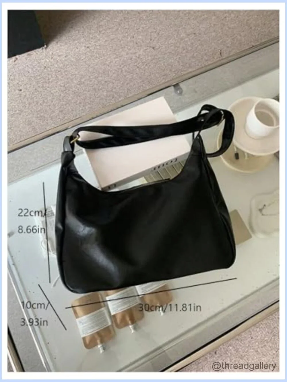 Soft PU Leather Crossbody Bag Vintage Slouchy Hobo with Zipper